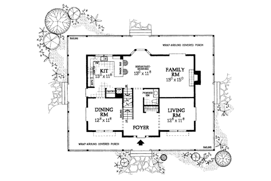 Floor Plan - Main Floor for Country House Plan #72-341 - 4 bed, 3 bath