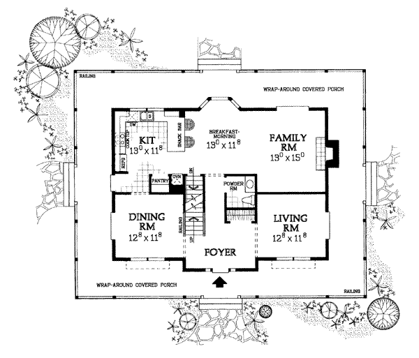 House Blueprint - Country Floor Plan - Main Floor Plan #72-341