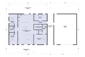 Floor Plan - Main Floor for Barndominium House Plan #1107-31 - 3 bed, 2 bath