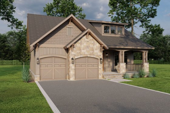 Exterior - Front Elevation 4 for European House Plan #17-2255 - 3 bed, 2.5 bath