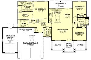 Floor Plan - Main Floor for Craftsman House Plan #430-391 - 3 bed, 2.5 bath