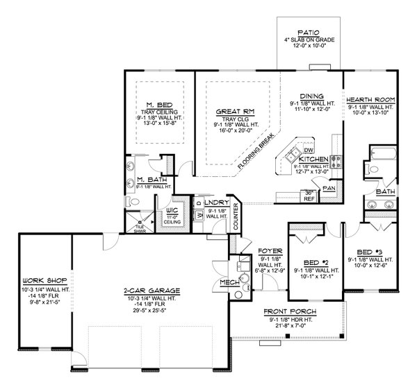 Ranch Floor Plan - Main Floor Plan #1064-175