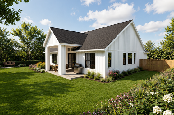 Exterior - Rear Elevation 1 for Farmhouse House Plan #48-1222 - 3 bed, 2 bath
