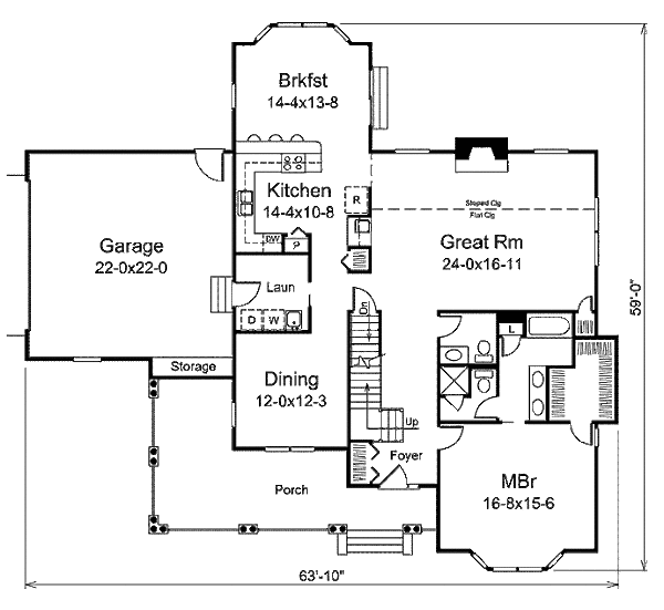 Farmhouse Floor Plan - Main Floor Plan #57-549