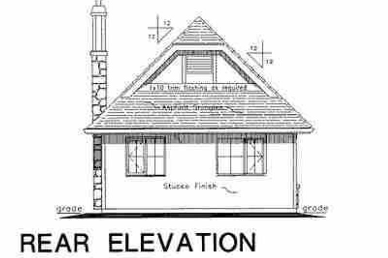 House Plan Design - Exterior - Rear Elevation for Tudor House Plan #18-1045 - 2 bed, 1 bath