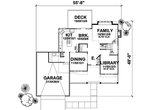 Floor Plan - Main Floor for Traditional House Plan #50-278 - 3 bed, 2.5 bath