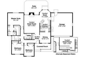 Floor Plan - Main Floor for Ranch House Plan #124-442 - 3 bed, 2 bath