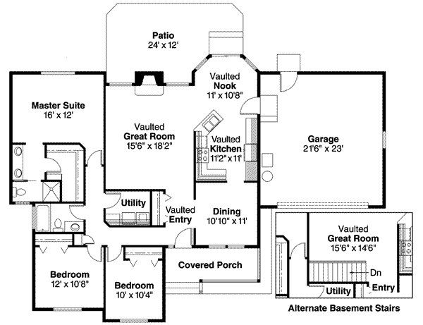 House Design - Ranch Floor Plan - Main Floor Plan #124-442