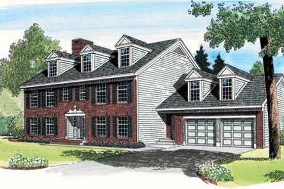 Exterior - Front Elevation for Colonial House Plan #312-579 - 3 bed, 2.5 bath