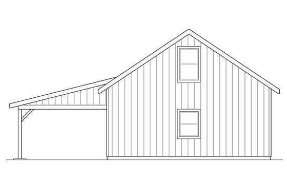 Exterior - Rear Elevation for Traditional House Plan #124-986, 1 bath