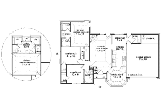Floor Plan - Main Floor for Ranch House Plan #81-192 - 3 bed, 2 bath