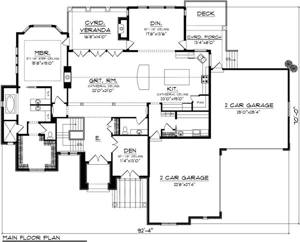 Architectural House Design - Mediterranean Floor Plan - Main Floor Plan #70-1093