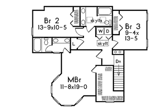 Floor Plan - Upper Floor for Victorian House Plan #57-226 - 3 bed, 2.5 bath