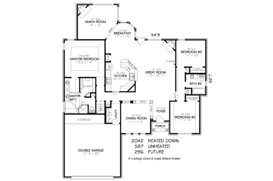 Floor Plan - Main Floor for Traditional House Plan #424-302 - 3 bed, 2 bath
