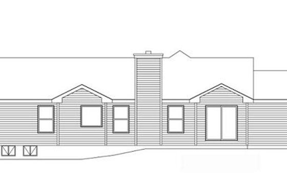 Exterior - Rear Elevation for Ranch House Plan #22-467 - 3 bed, 2.5 bath
