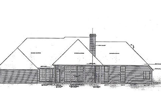 Exterior - Rear Elevation for European House Plan #310-953 - 3 bed, 2.5 bath