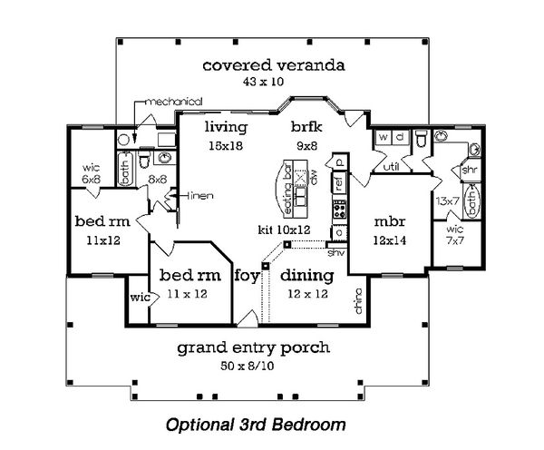 Architectural House Design - Optional 3rd Bedroom