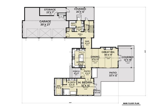 Architectural House Design - Farmhouse Floor Plan - Main Floor Plan #1070-110