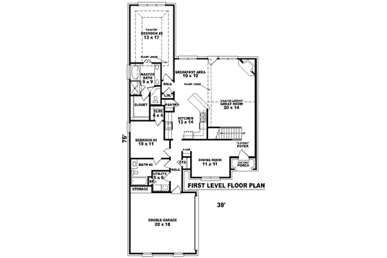 Floor Plan - Main Floor for European House Plan #81-836 - 4 bed, 3 bath