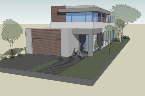 Exterior - Front Elevation for Modern House Plan #496-27 - 4 bed, 2.5 bath