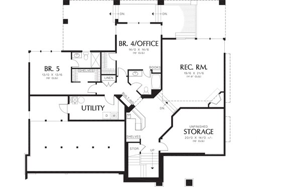 Floor Plan - Lower Floor 1 for Contemporary House Plan #48-255 - 5 bed, 5.5 bath