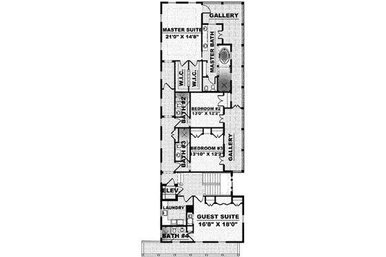 Floor Plan - Upper Floor for Mediterranean House Plan #27-330 - 4 bed, 5.5 bath