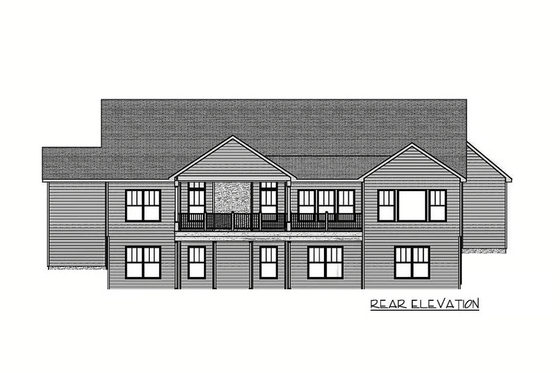 Exterior - Rear Elevation for Craftsman House Plan #1089-2 - 4 bed, 2.5 bath