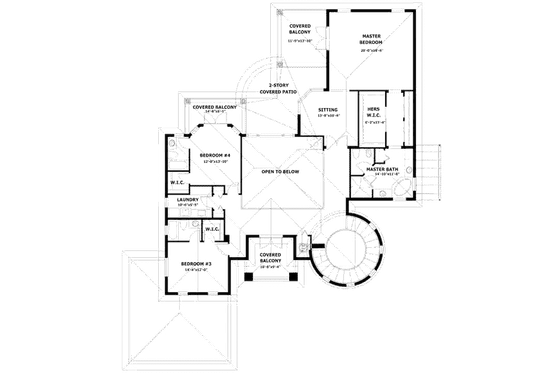 Floor Plan - Upper Floor for Mediterranean House Plan #420-154 - 5 bed, 5.5 bath
