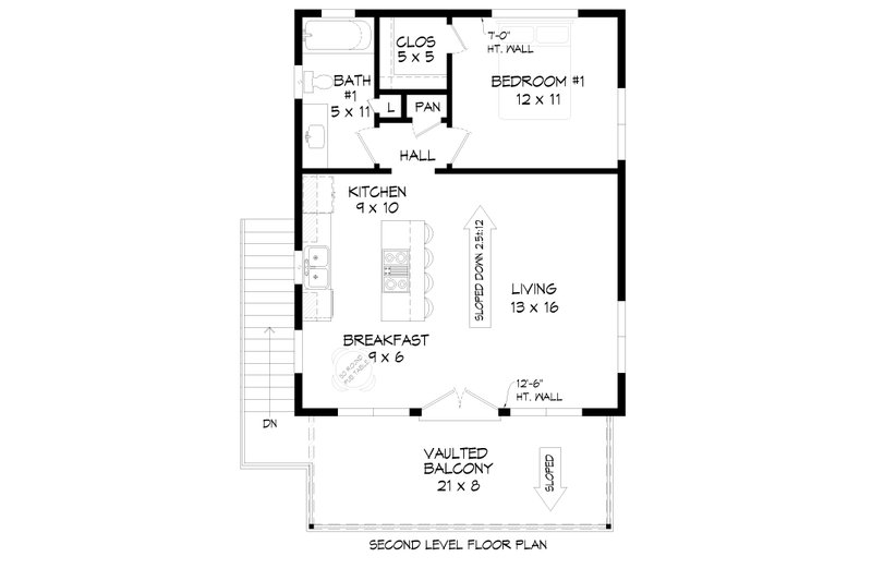 Modern Style House Plan - 2 Beds 2 Baths 878 Sq/Ft Plan #932-711 ...