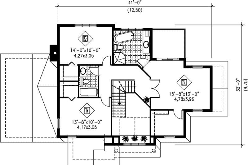 Dream House Plan - Floor Plan - Upper Floor for Farmhouse House Plan #25-4220 - 3 bed, 2.5 bath