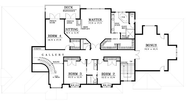 Traditional Floor Plan - Upper Floor Plan #105-203