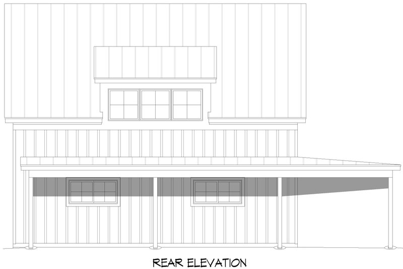 Architectural House Design - Exterior - Rear Elevation for Farmhouse House Plan #932-1002, 0 bath
