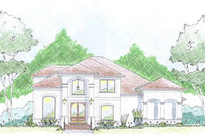 House Blueprint - Mediterranean Exterior - Front Elevation Plan #36-469