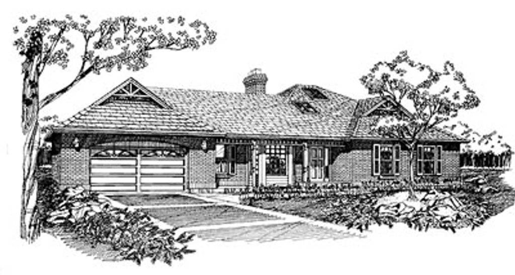 Exterior - Front Elevation 2 for Ranch House Plan #47-366 - 3 bed, 2 bath