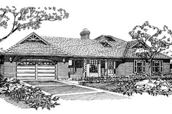 Exterior - Front Elevation for Ranch House Plan #47-366 - 3 bed, 2 bath