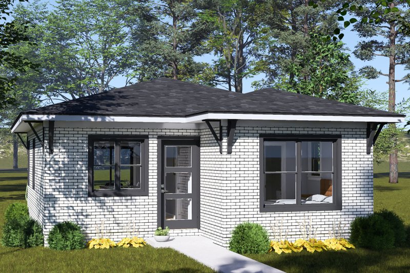 House Blueprint - Exterior - Front Elevation 2 for Modern House Plan #513-2481 - 2 bed, 2 bath