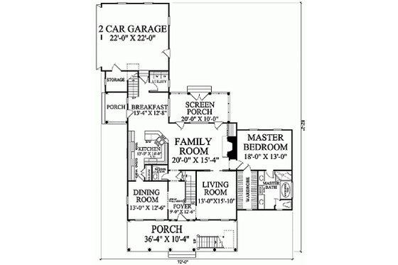 Floor Plan - Main Floor for Colonial House Plan #137-144 - 4 bed, 4.5 bath