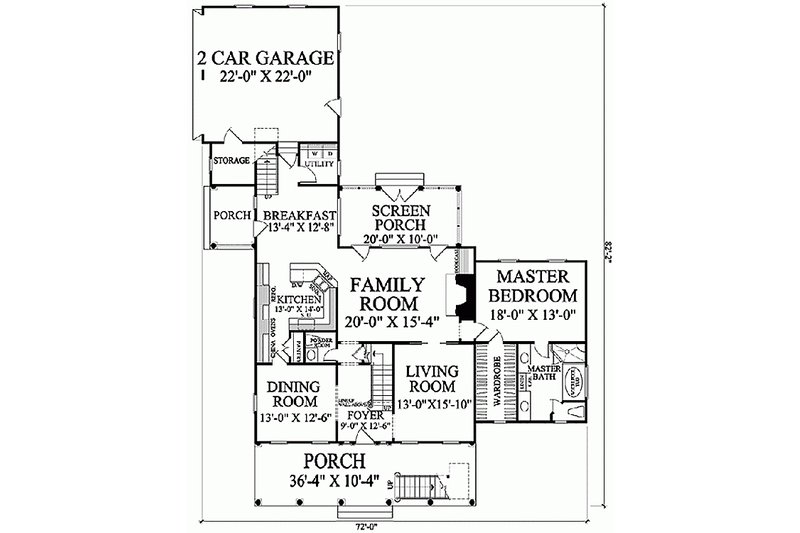 Home Plan - Floor Plan - Main Floor for Colonial House Plan #137-144 - 4 bed, 4.5 bath