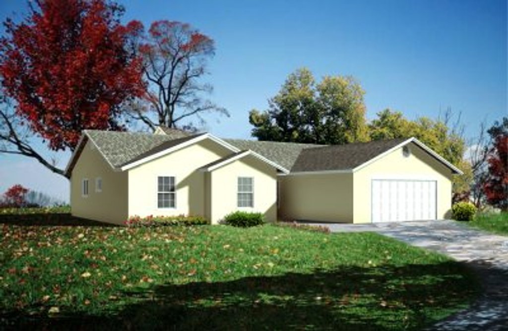 Exterior - Front Elevation 2 for Adobe / Southwestern House Plan #1-357 - 3 bed, 2 bath
