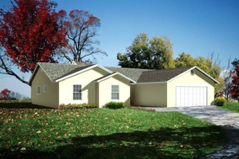Exterior - Front Elevation 2 for Adobe / Southwestern House Plan #1-357 - 3 bed, 2 bath