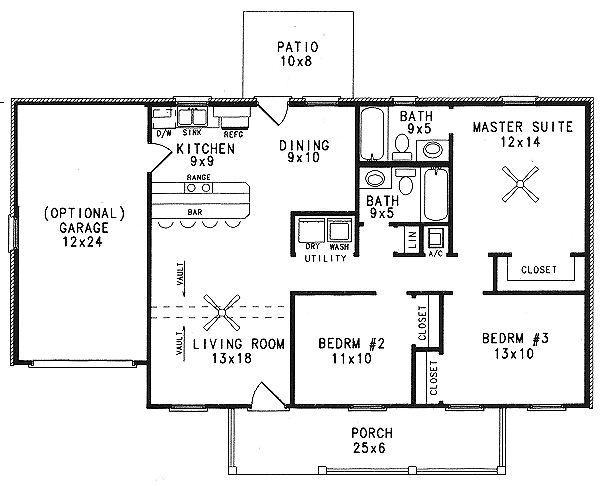 House Blueprint - Country Floor Plan - Main Floor Plan #14-151