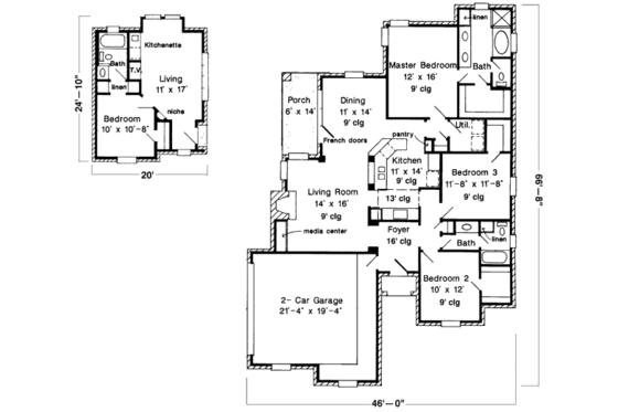 Floor Plan - Main Floor for European House Plan #410-387 - 4 bed, 3 bath