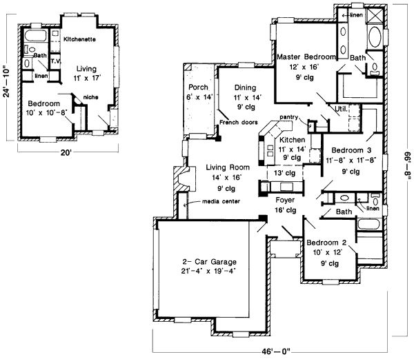 House Blueprint - European Floor Plan - Main Floor Plan #410-387