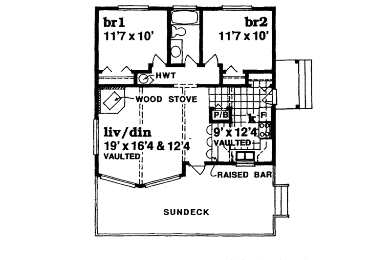 Architectural House Design - Floor Plan - Main Floor House Plan #47-116 - 2 bed, 1 bath