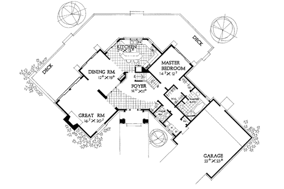 Floor Plan - Main Floor for Traditional House Plan #72-312 - 3 bed, 3 bath