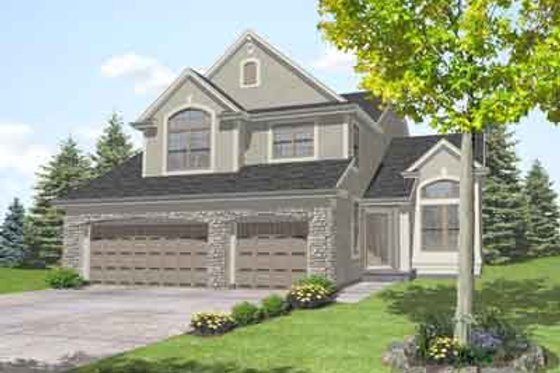 Exterior - Front Elevation for European House Plan #50-248 - 4 bed, 3 bath