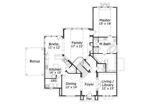 Floor Plan - Main Floor for Colonial House Plan #411-298 - 4 bed, 3 bath