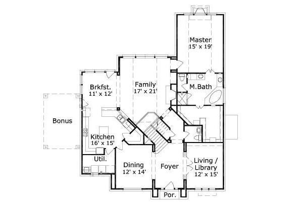 Colonial Floor Plan - Main Floor Plan #411-298