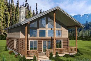 House Design - Log Exterior - Front Elevation Plan #117-1060