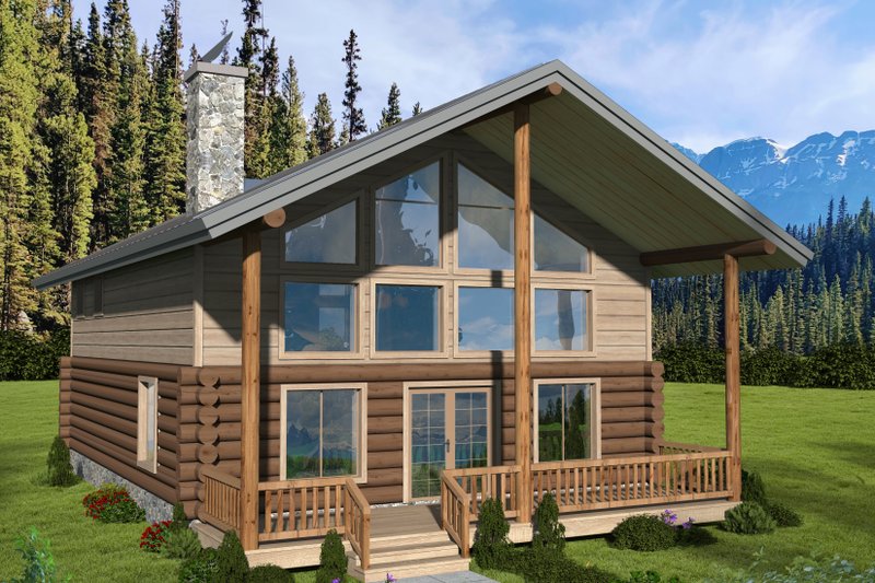 Home Plan - Log Exterior - Front Elevation Plan #117-1060
